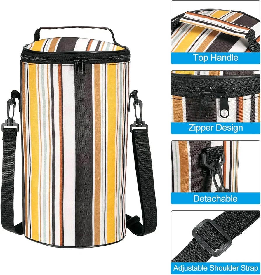 Striped Zipper Lunch Box Insulation Bag, Ice Bunny Round Lunch Box, portable New Lunch Box Striped Zipper Lunch Box Insulation Bag, Ice Bunny Round Lunch Box, portable New Lunch Box